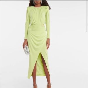 SELF-PORTRAIT Green Crystal-Embellished Cut-Out Midi Dress- US 6
